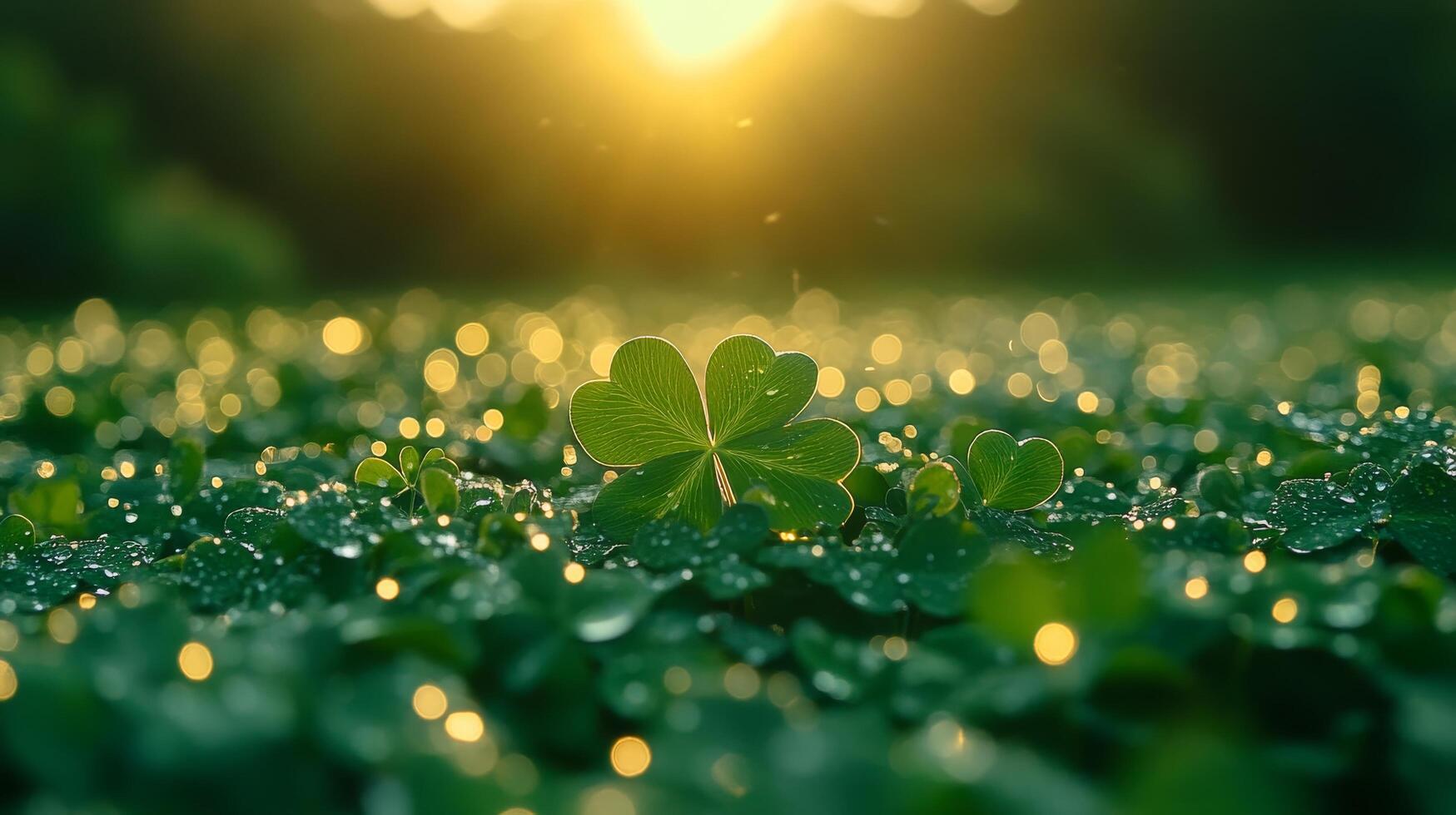 Four leaf clover in the sun photo