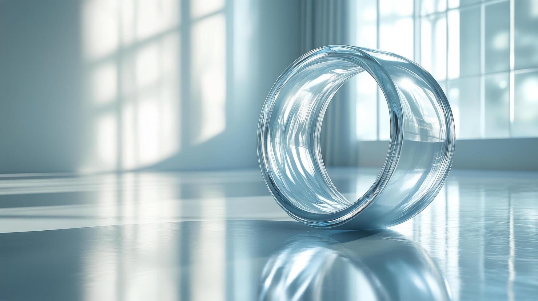A wedding ring sitting on a table in front of a window photo
