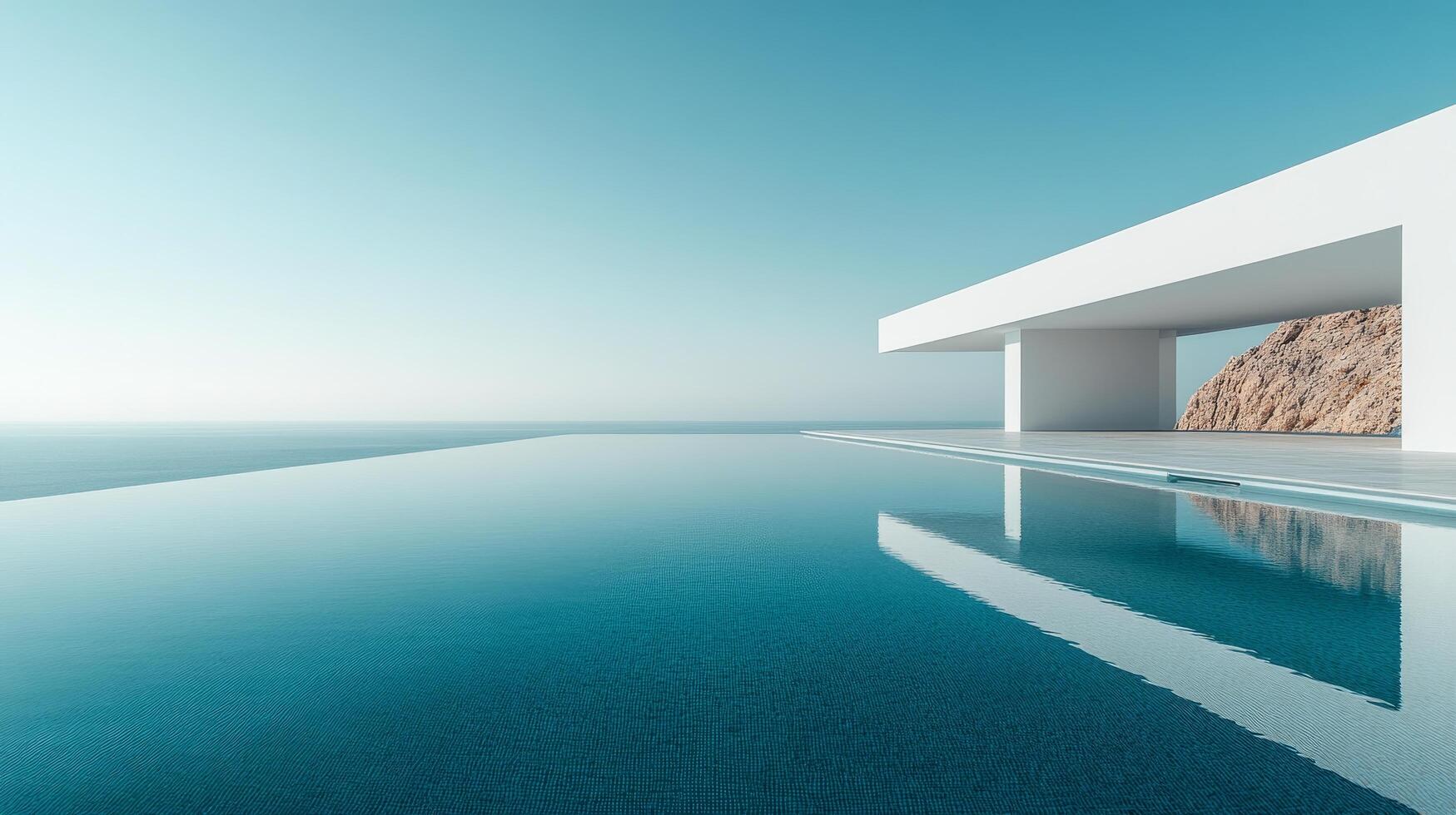 Modern swimming pool with a view of the sea photo