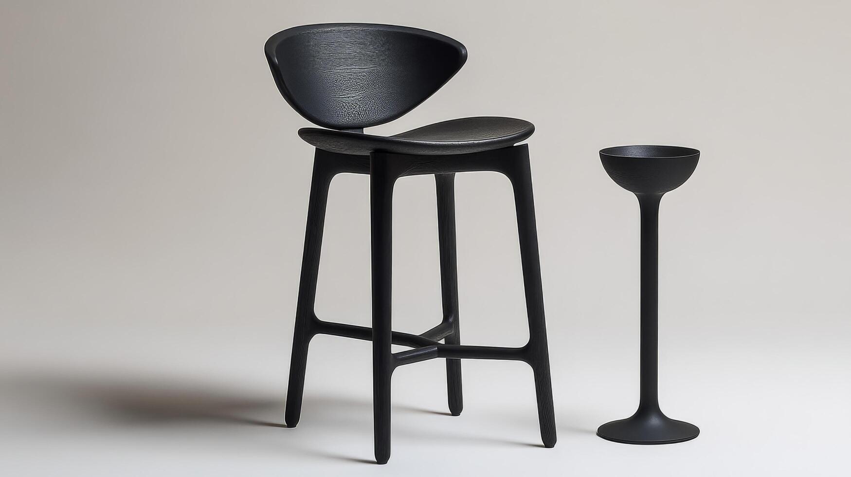 A black stool and a tall glass photo