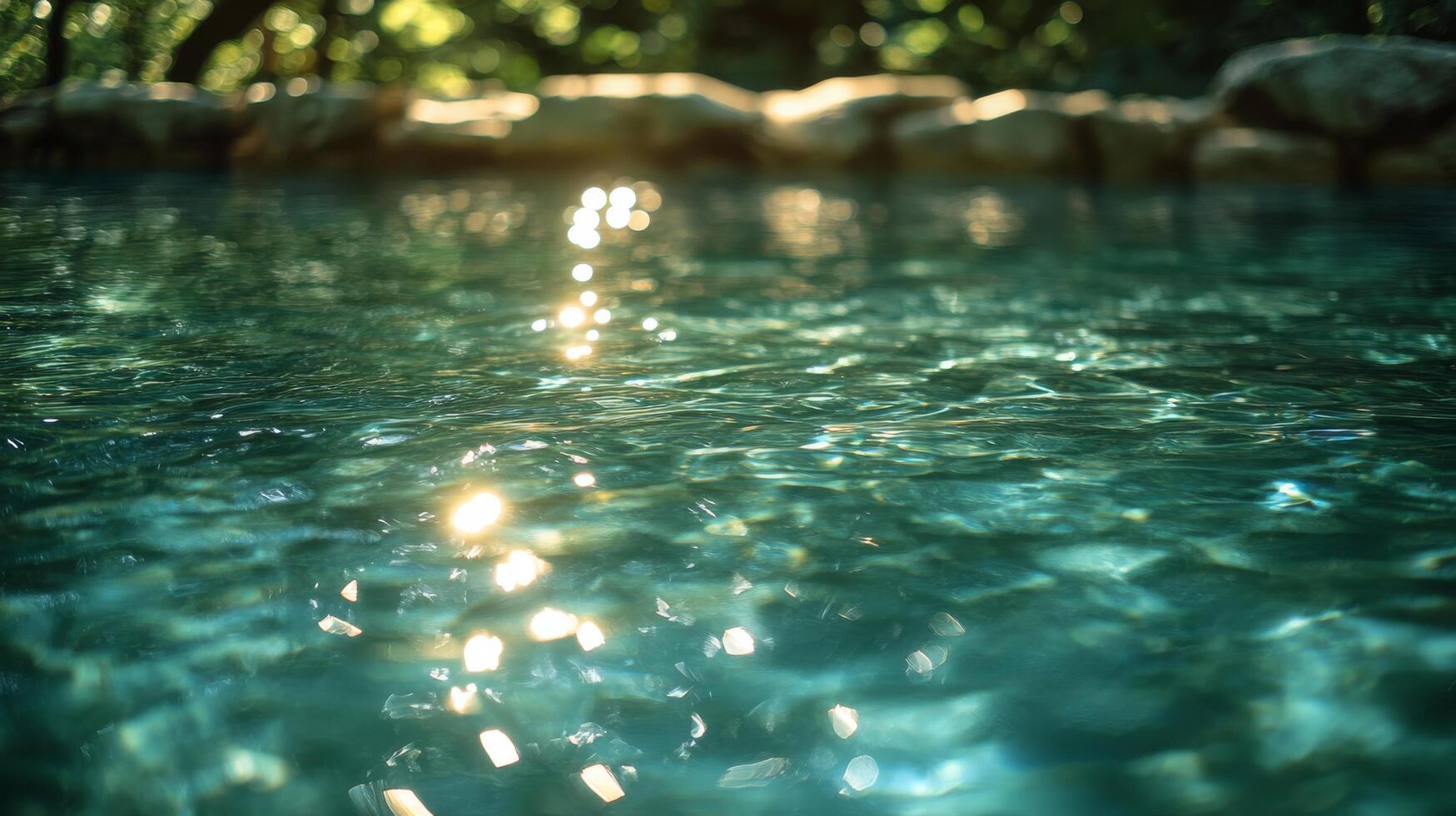 A pool with water and sunlight shining through it photo