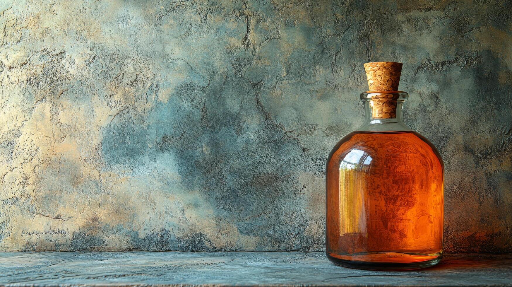 A bottle of whiskey sitting on a table photo