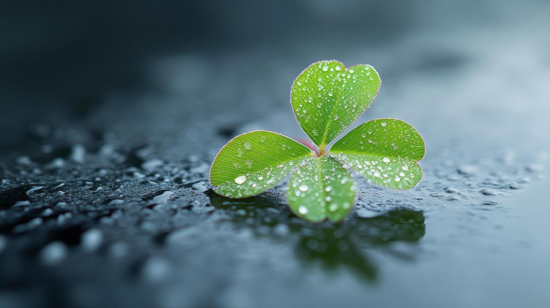 A four leaf clover with water droplets on it photo