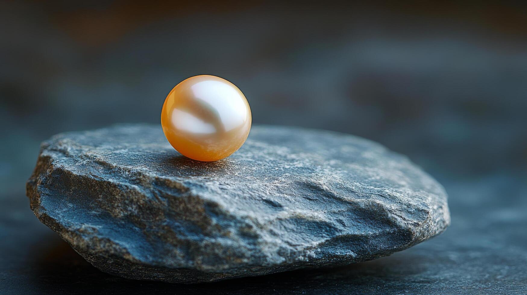 Beautiful pearl resting on a smooth stone in soft natural light photo