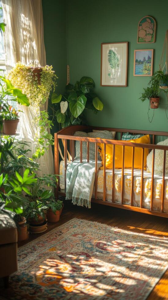 A baby crib in a room photo