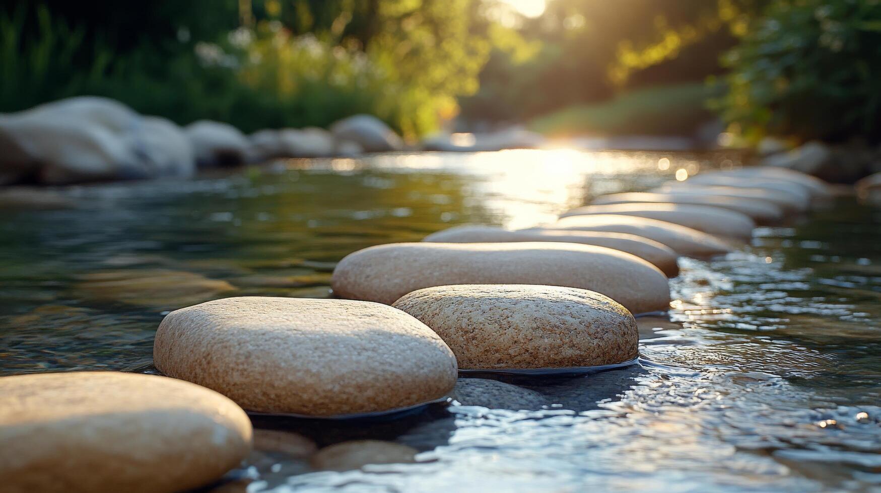 Stepping stones in a stream photo