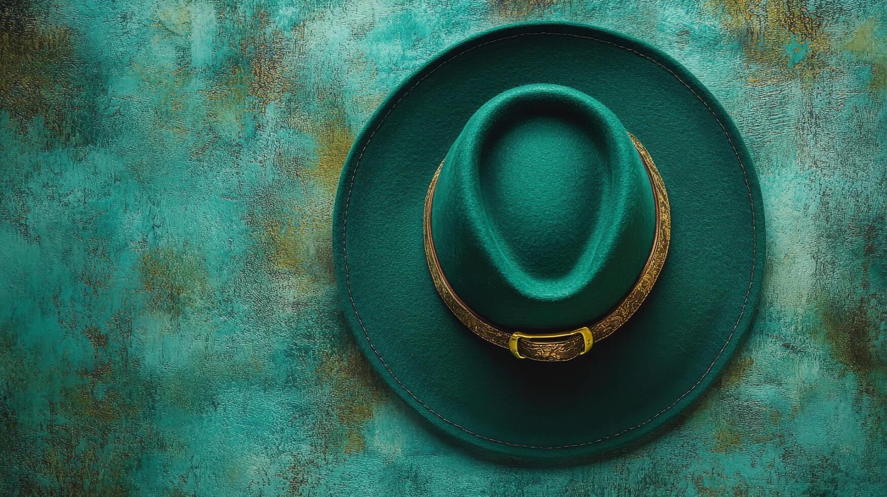 A green hat on a blue background photo