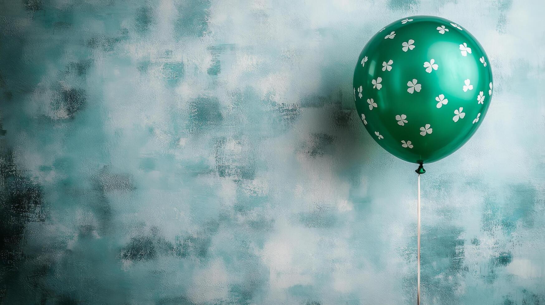 A green balloon with a shamrock design on it photo