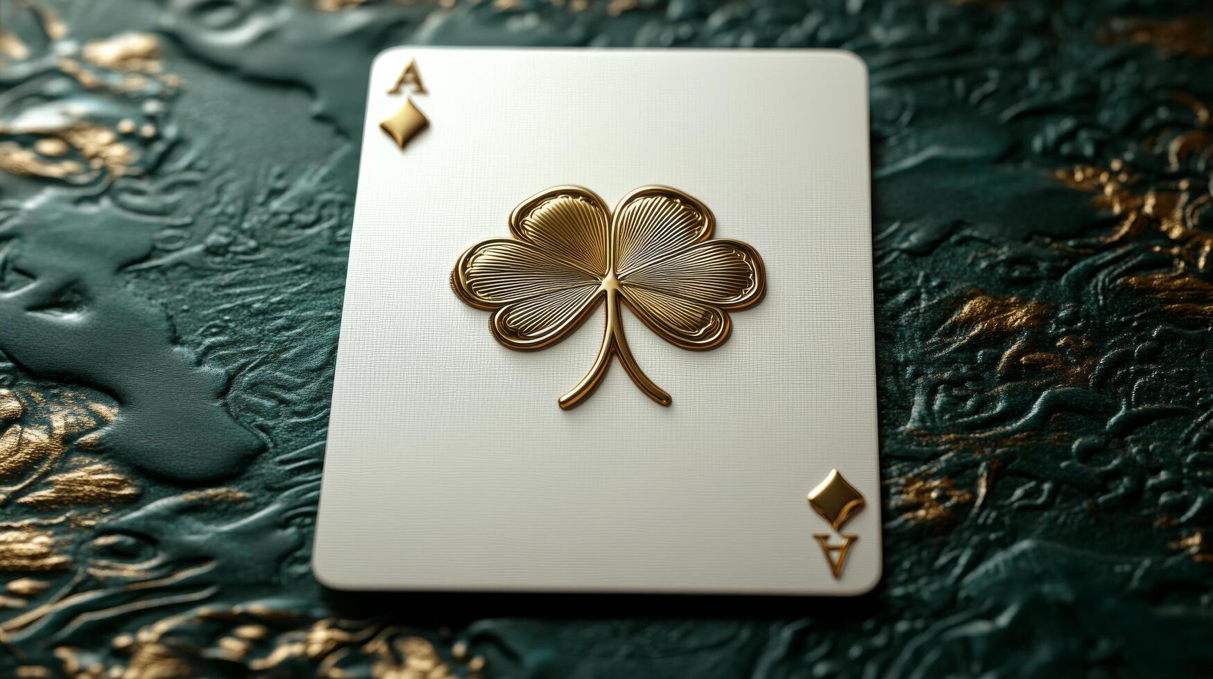 A four of a kind playing card with a gold leaf photo
