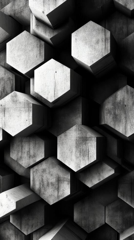 Abstract black and white abstract hexagon pattern background photo