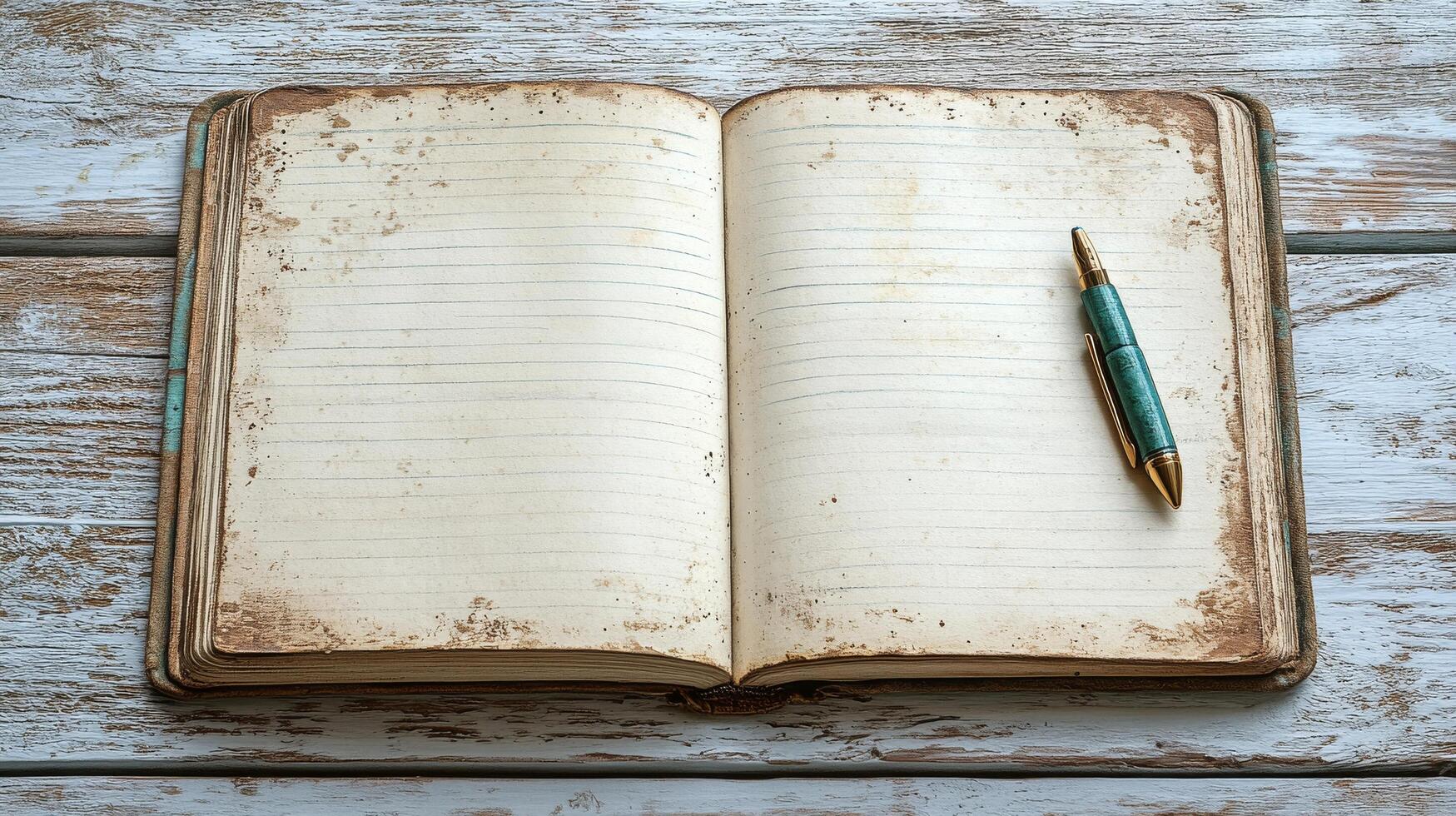 An open notebook with a pen on top of it photo
