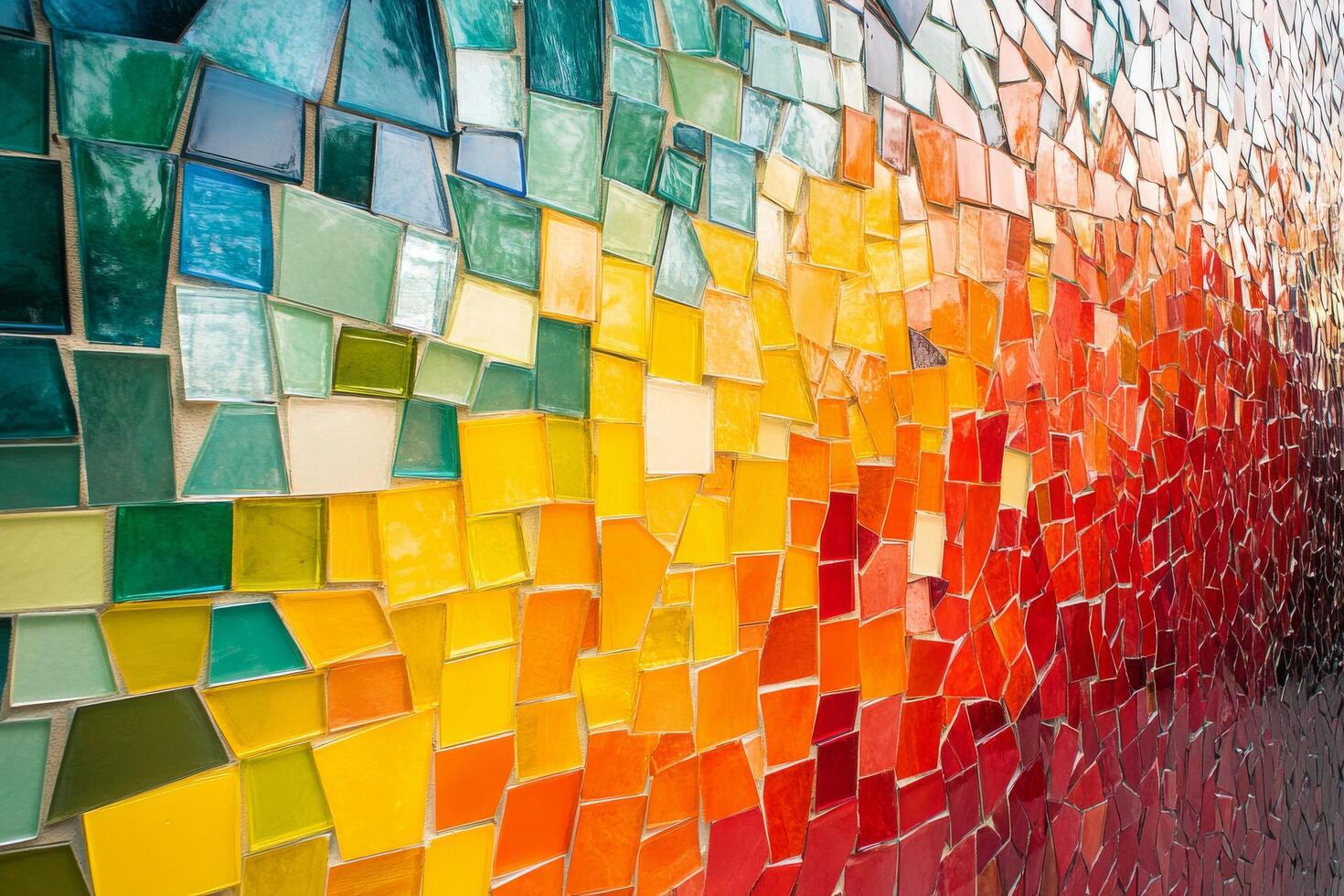 A colorful mosaic wall with many different colors photo