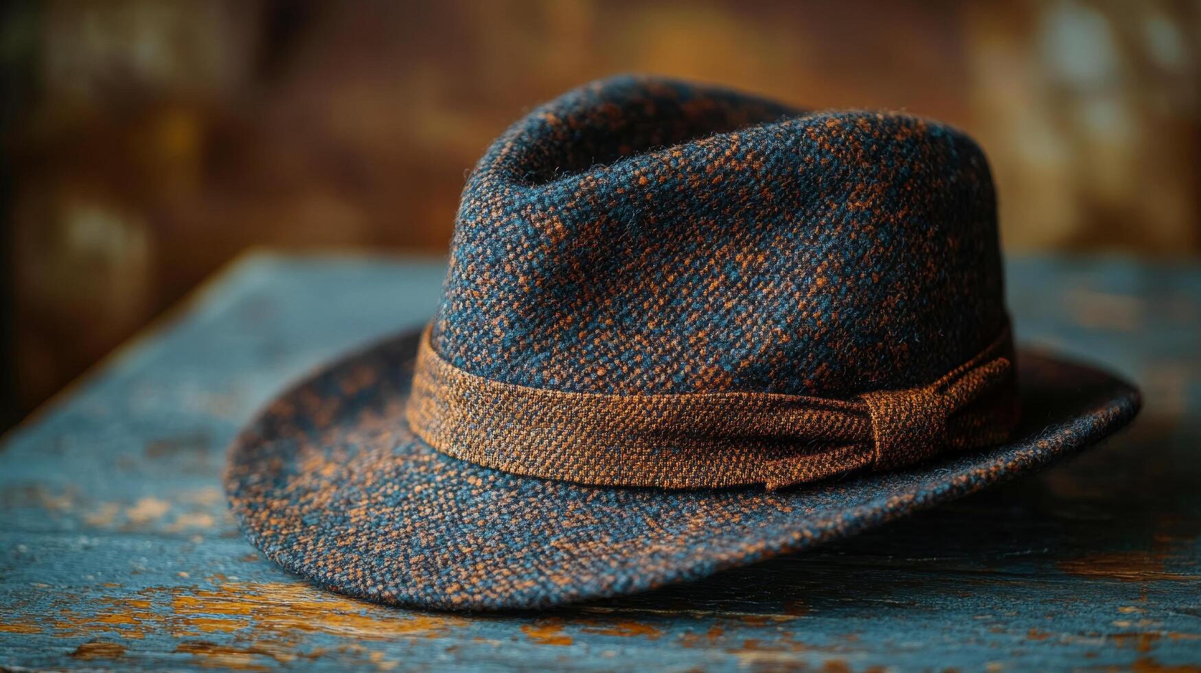 A hat is sitting on a table photo