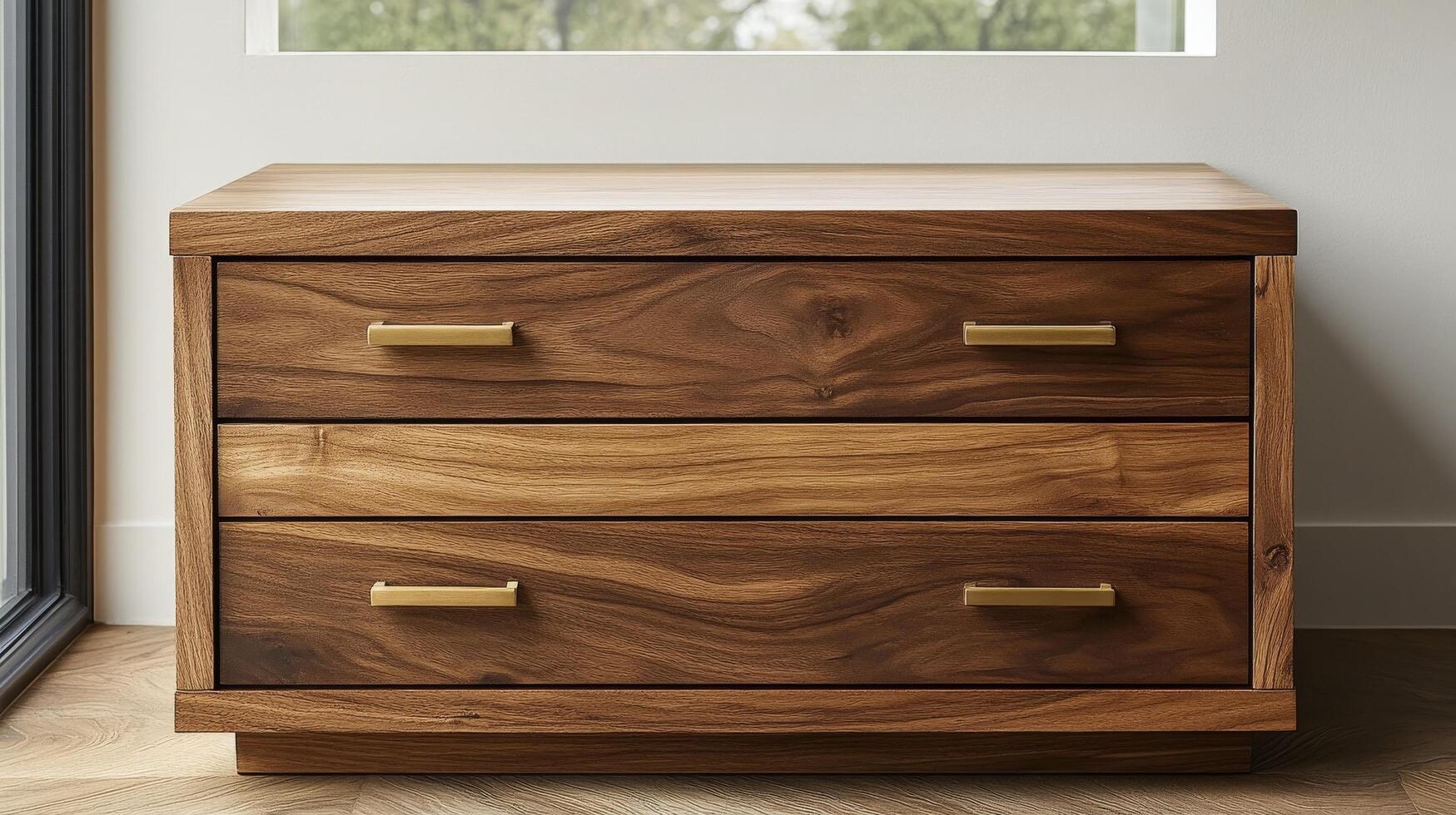 A wooden chest with two drawers on the side photo