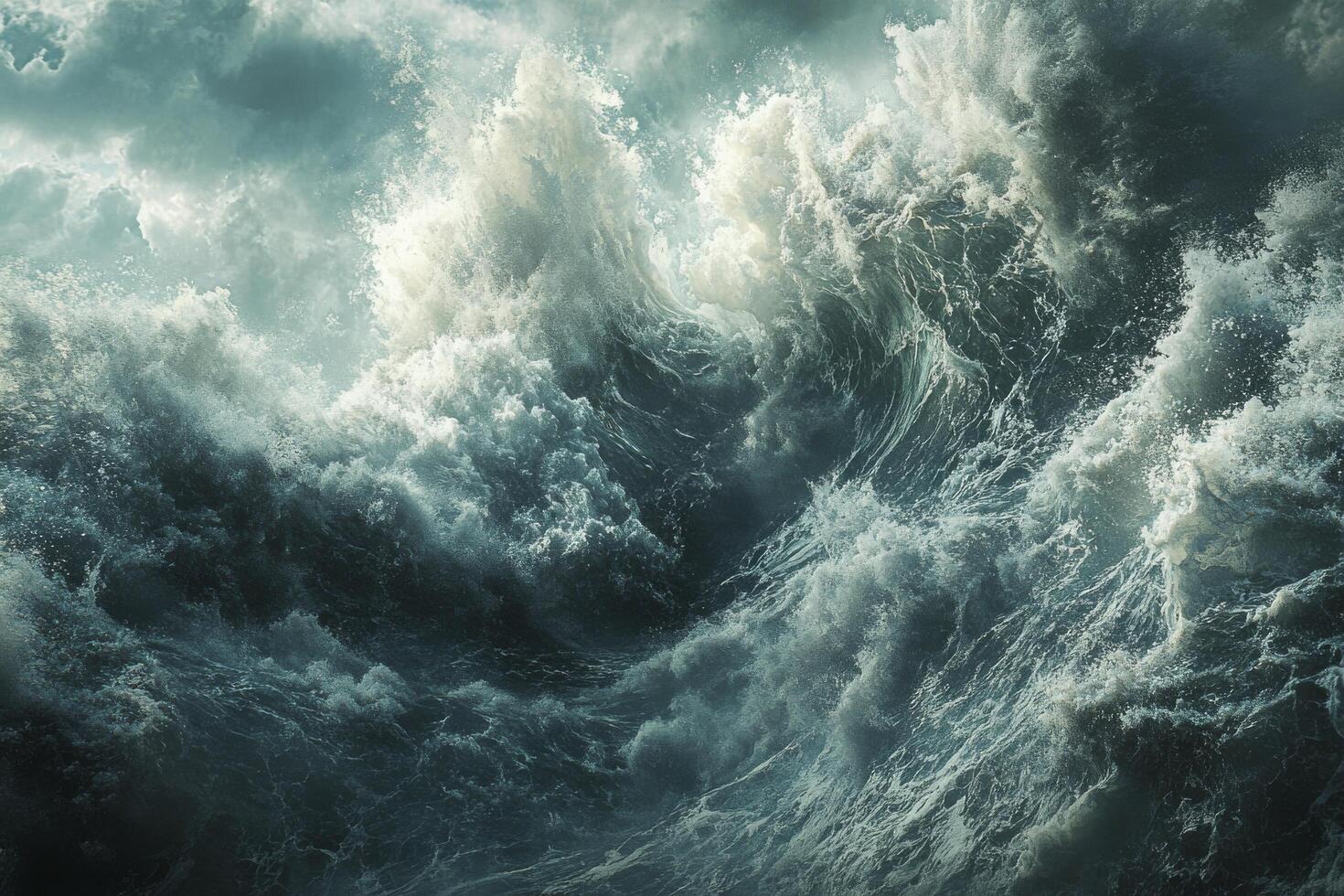 A large wave crashing into the ocean photo