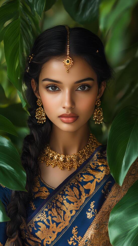Beautiful indian woman in traditional sari photo