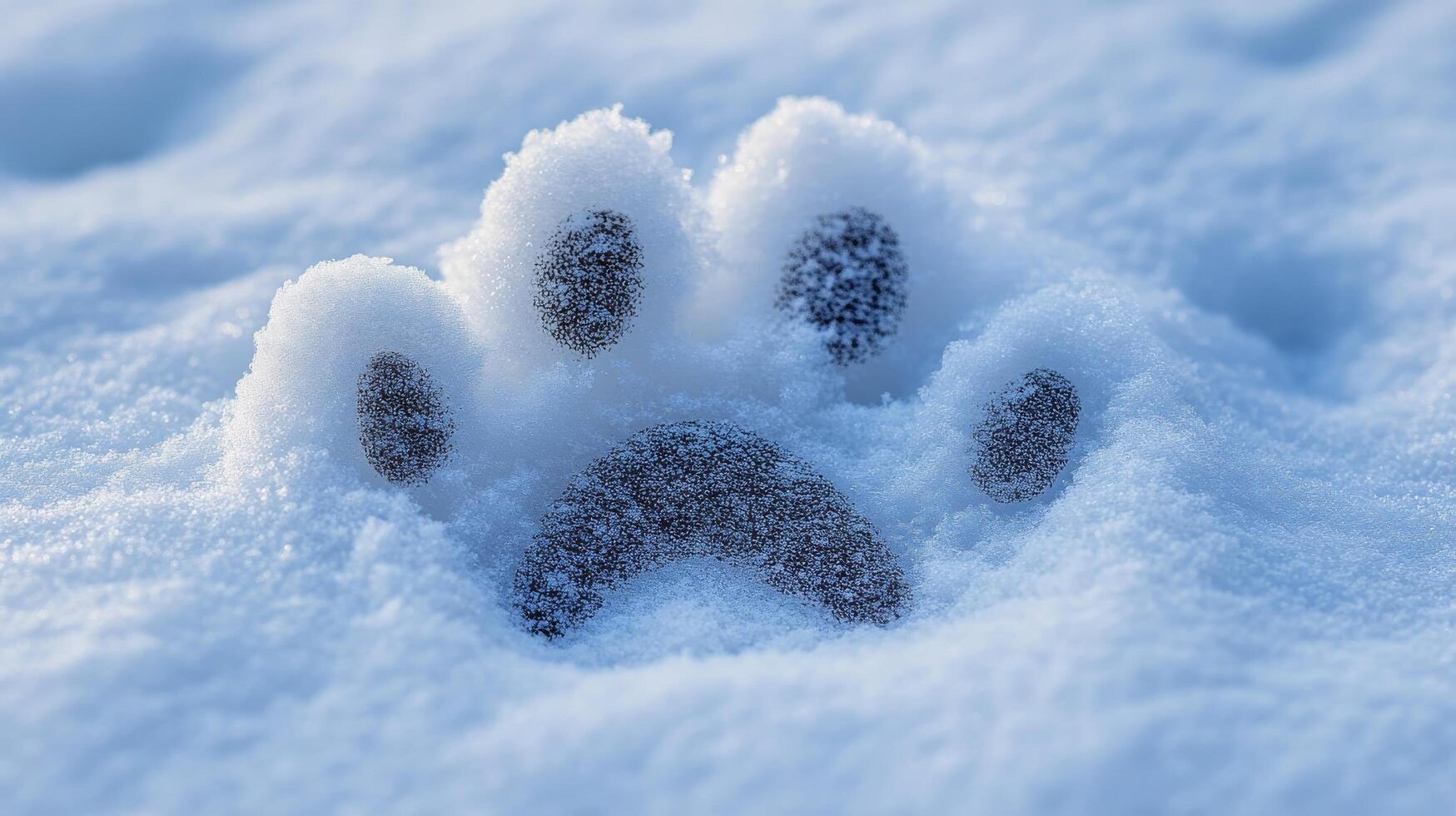 A paw print in the snow photo