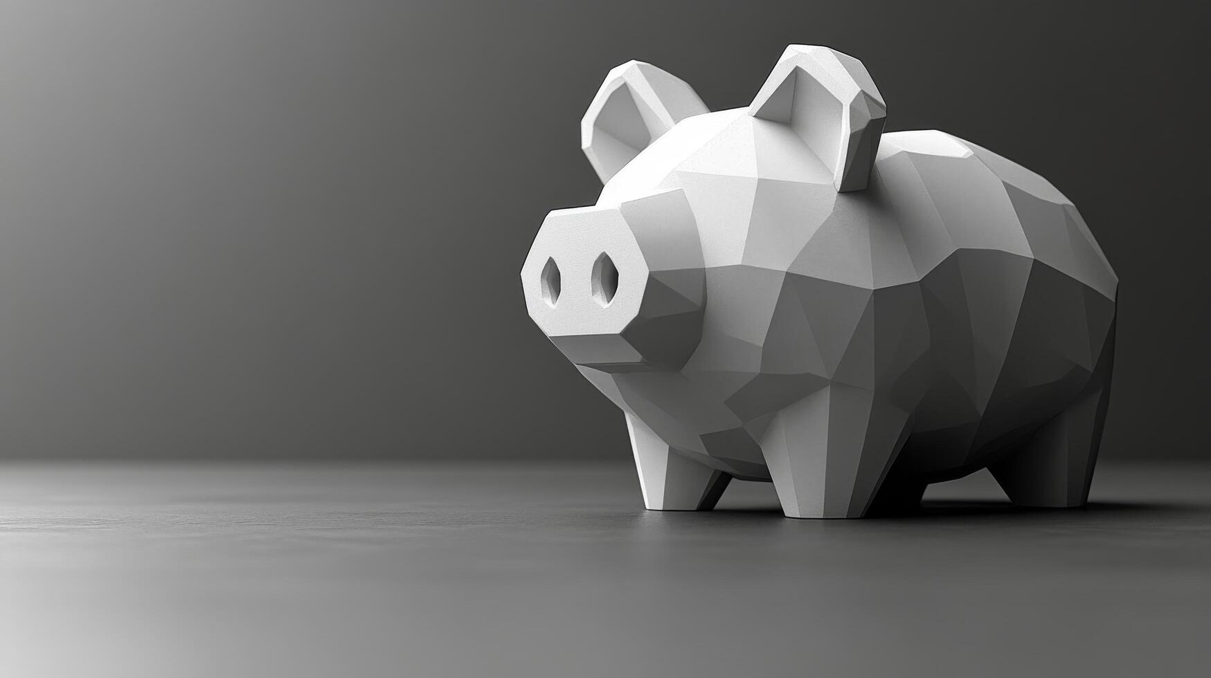 A piggy bank made of paper in a low poly style photo