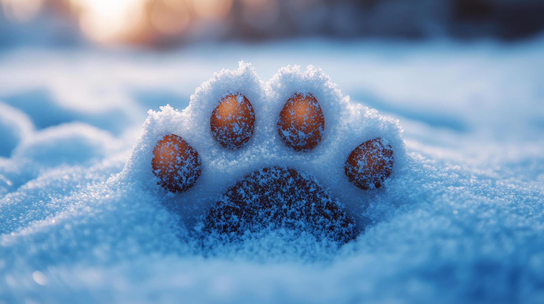 A dog paw is shown in the snow photo