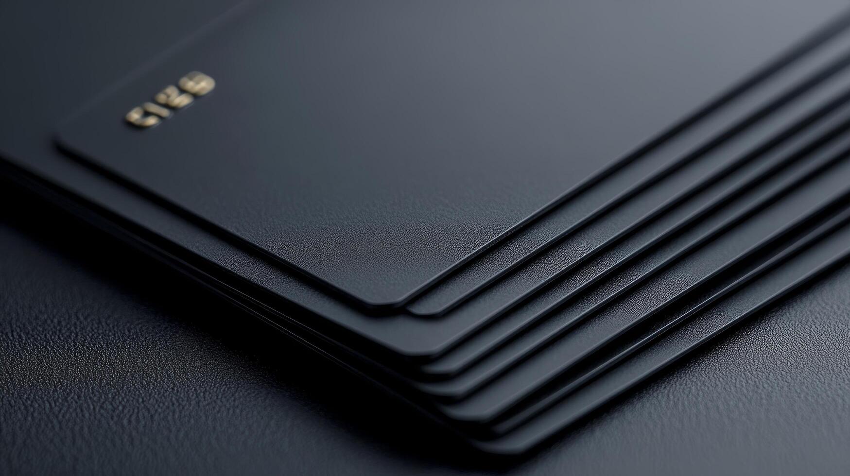 A stack of black business cards on a table photo