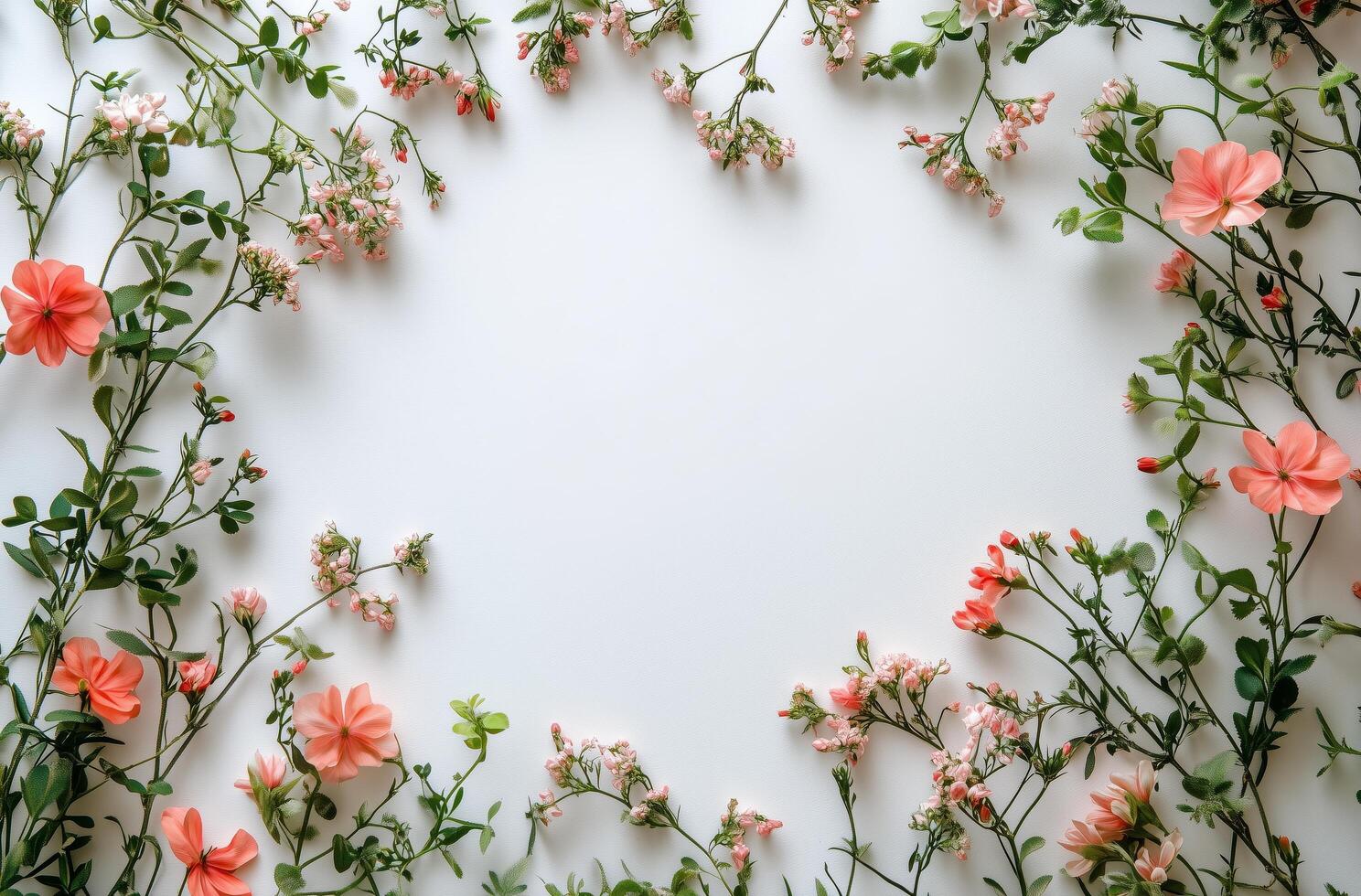Fresh flowers arranged artistically on a light background for decoration or craft projects photo