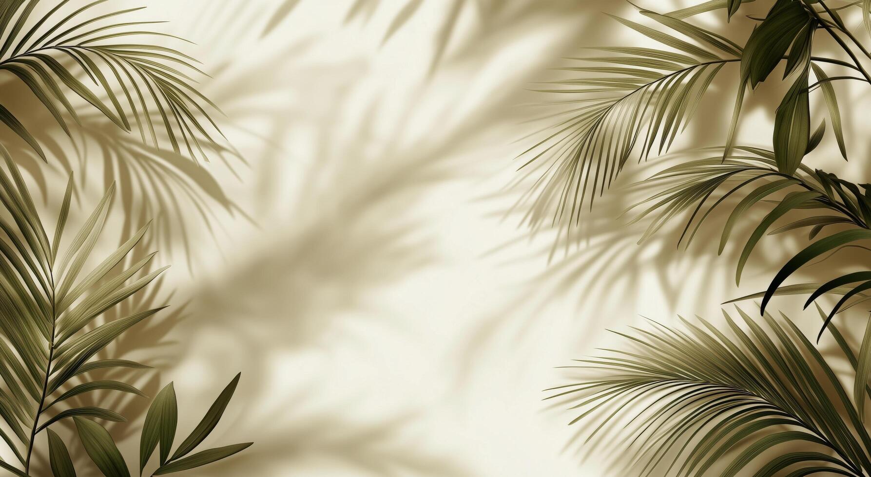 Shadows of palm leaves creating a tranquil ambiance in soft lighting photo