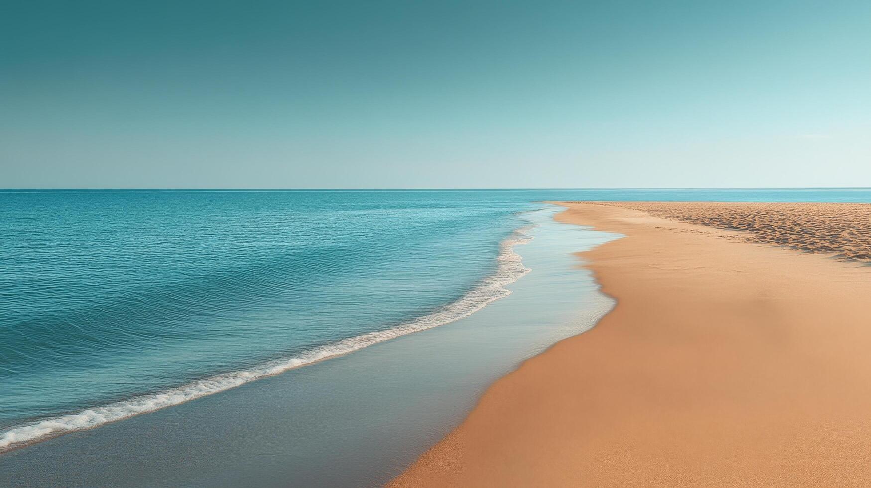 Calm beach with gentle waves and clear blue sky near the shore during daylight photo