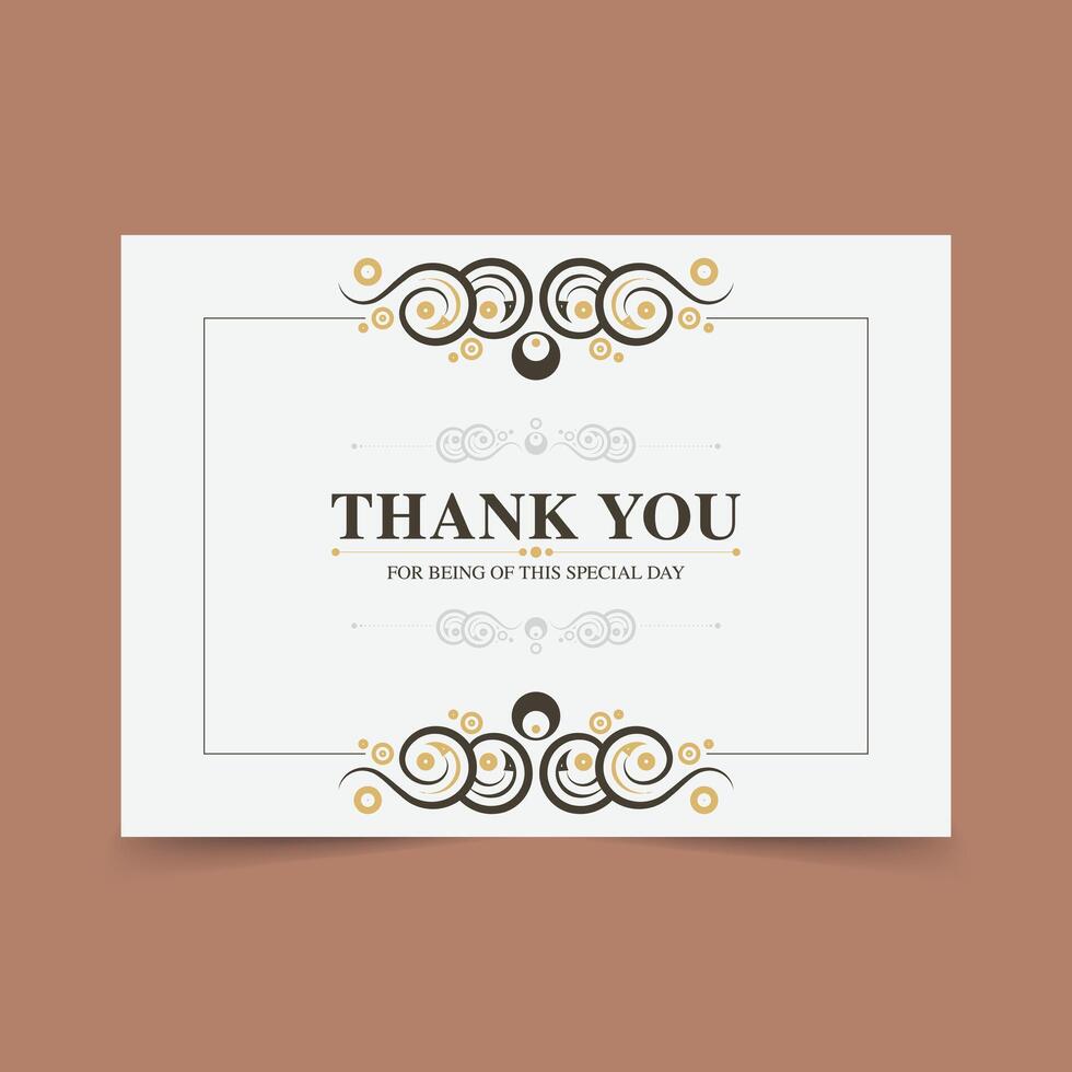 classic art thank you wedding card vector