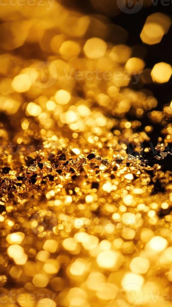 Golden glitter and bokeh create a luminous abstract scene photo