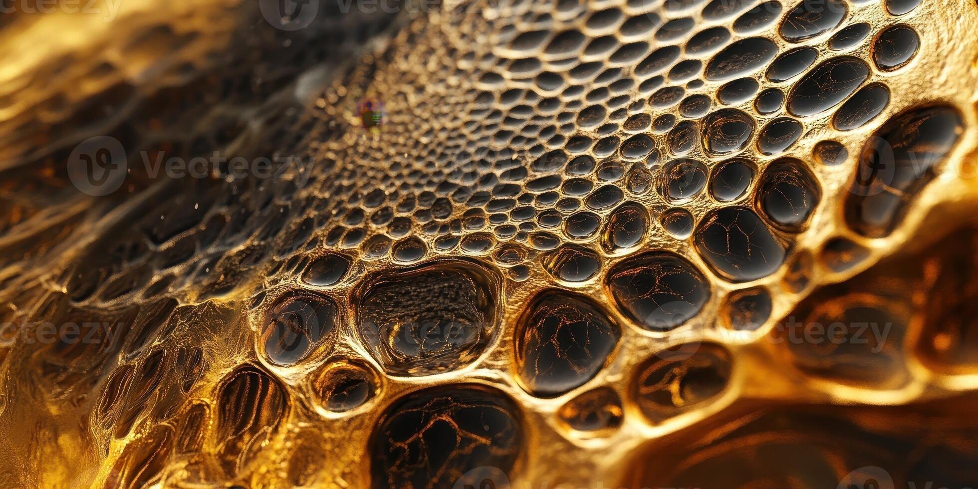 Abstract golden structure with dark orbs creates interesting pattern photo