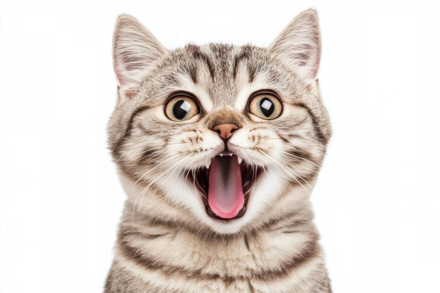 A cat with its mouth open and its tongue out photo
