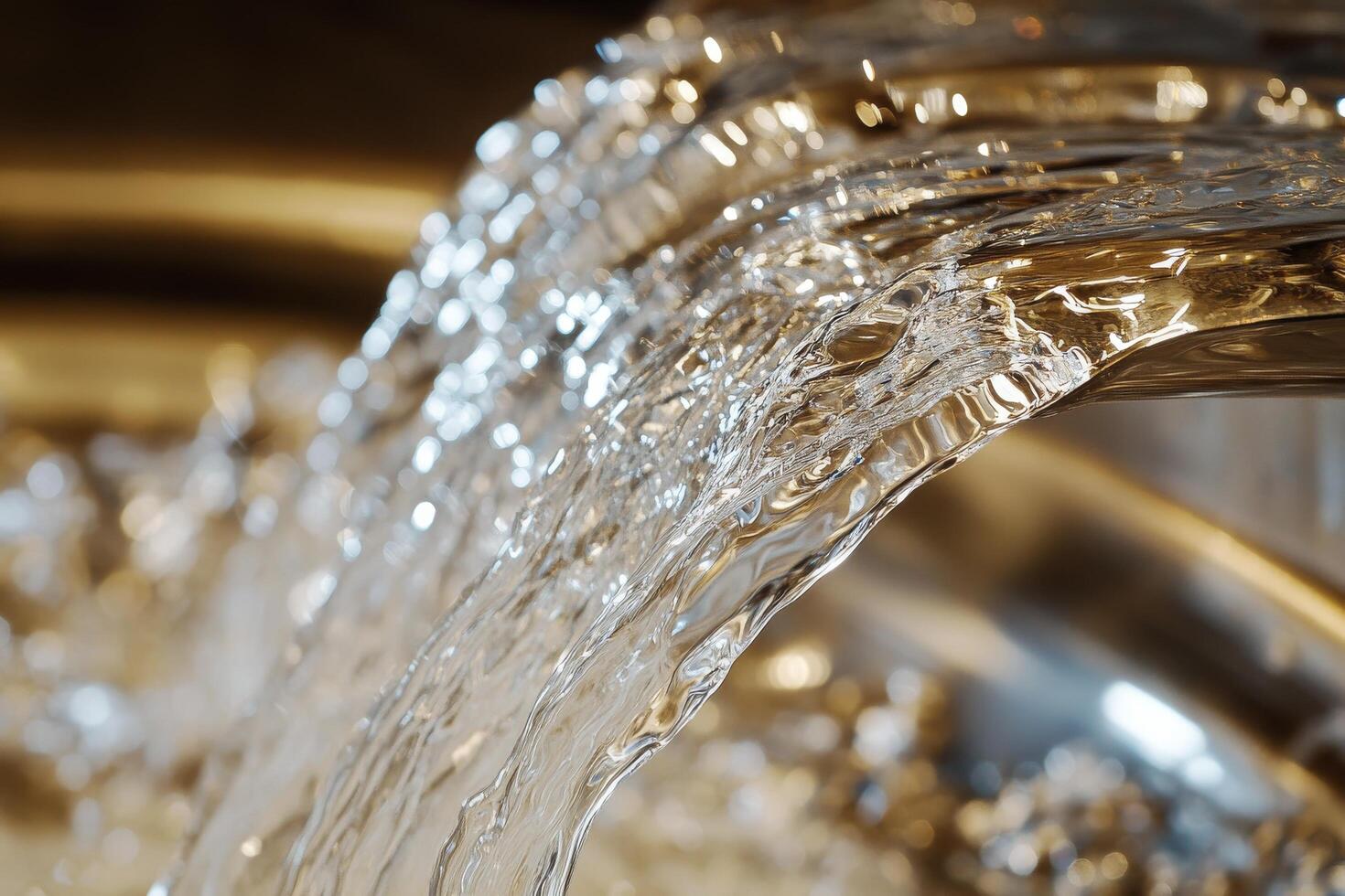 A close up of a water faucet with water flowing photo