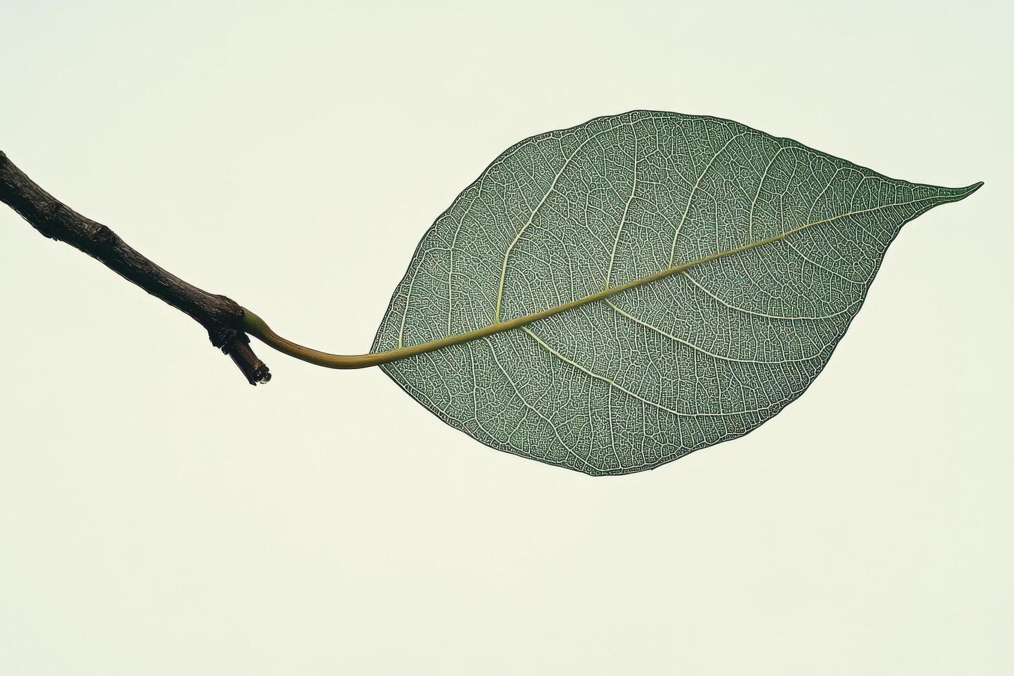 A leaf is hanging from a branch photo