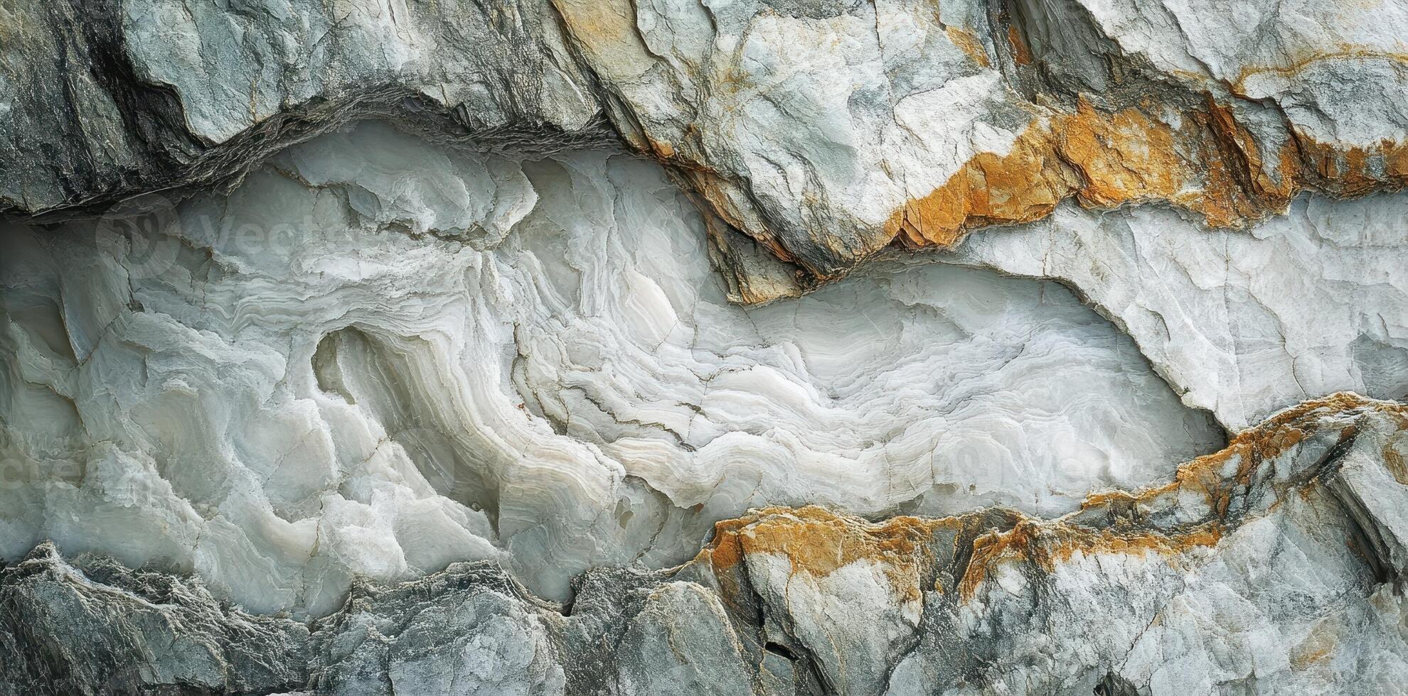 Exposed sedimentary rock layers show textures patterns and mineral color photo