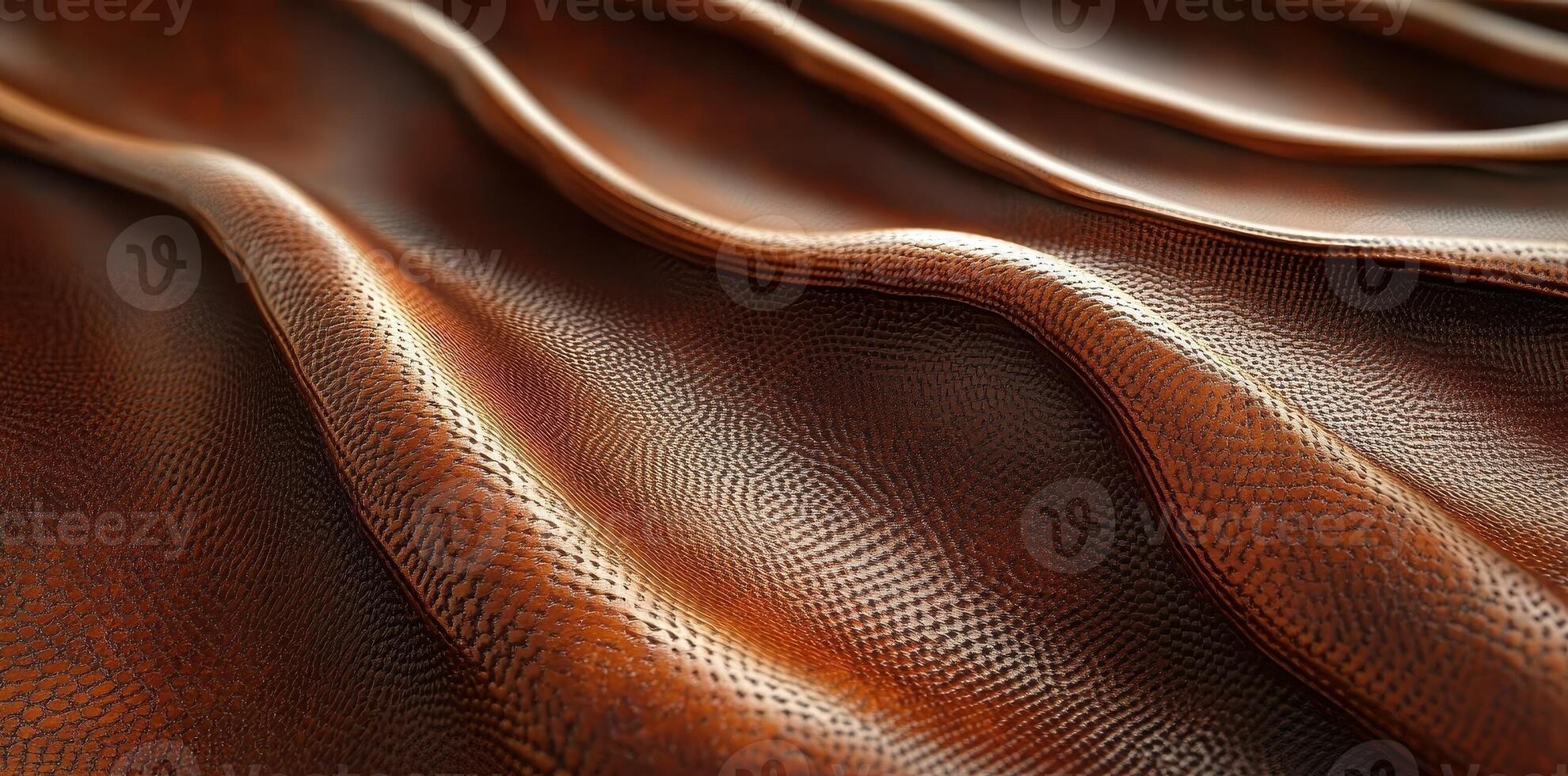 Abstract brown leather waves creating a soft textured surface photo