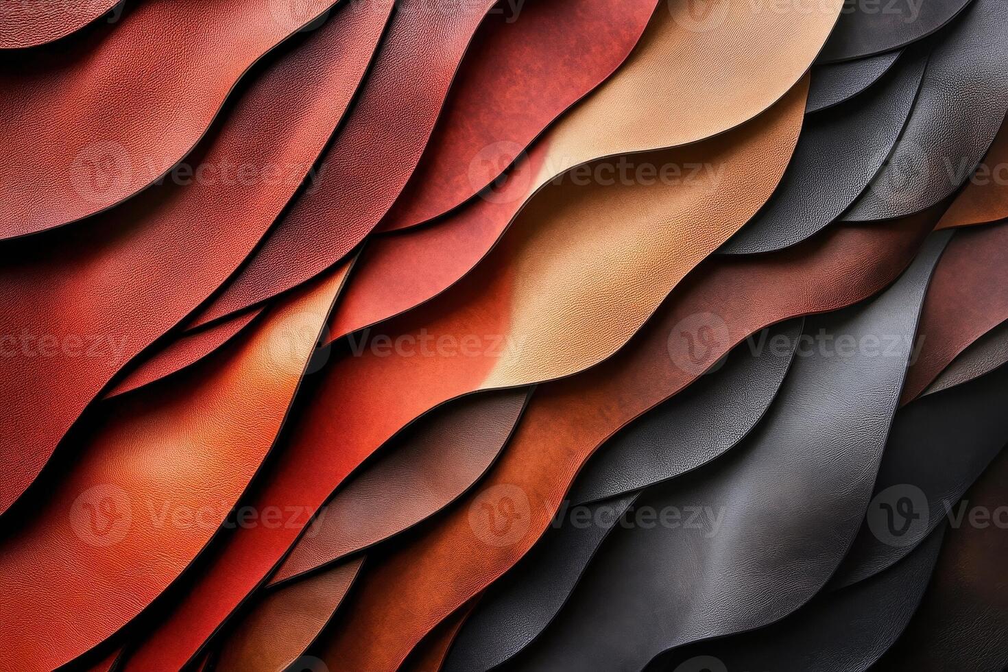 Overlapping waves of multicolored leather creates an abstract background photo