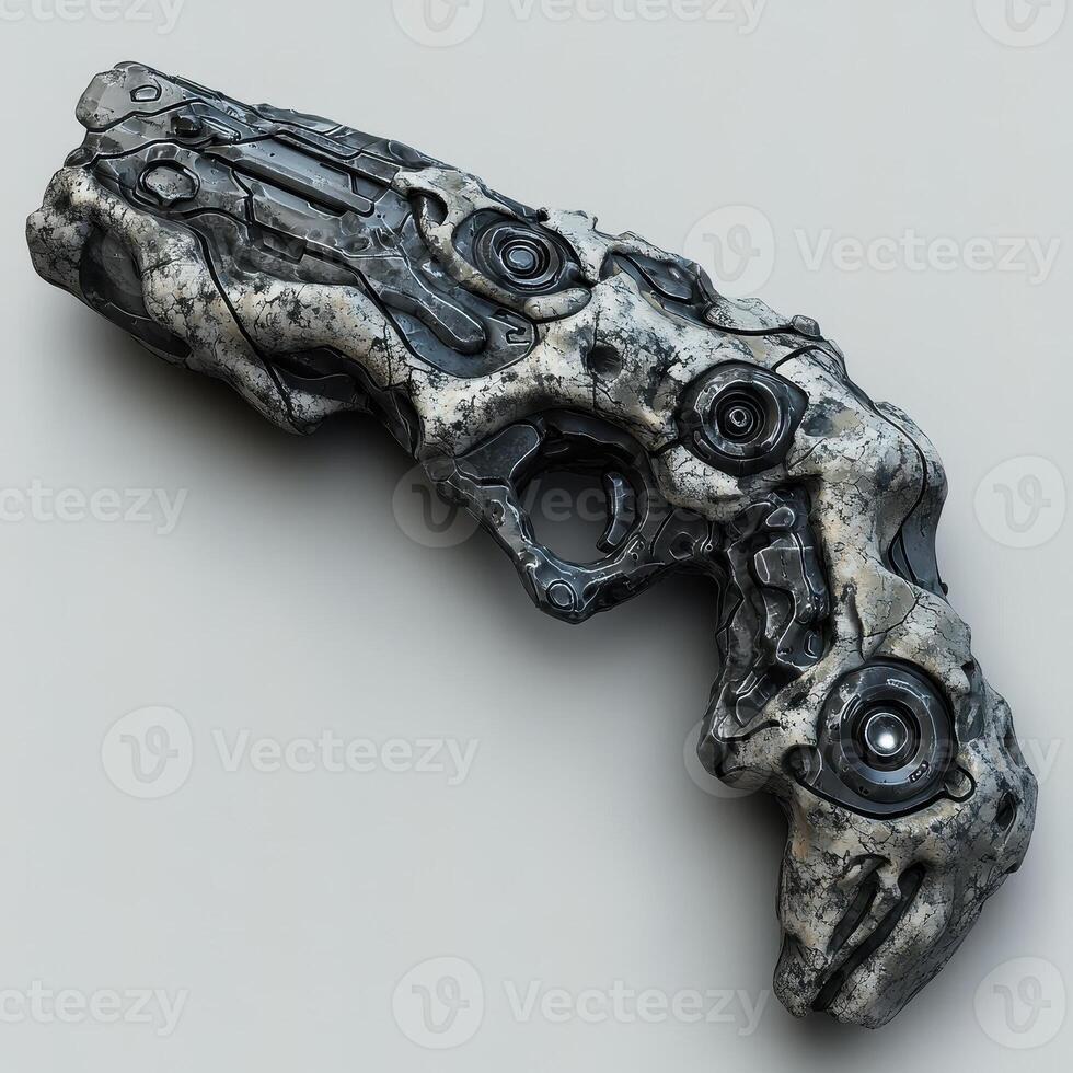 Alien futuristic looking pistol with strange textures and details photo