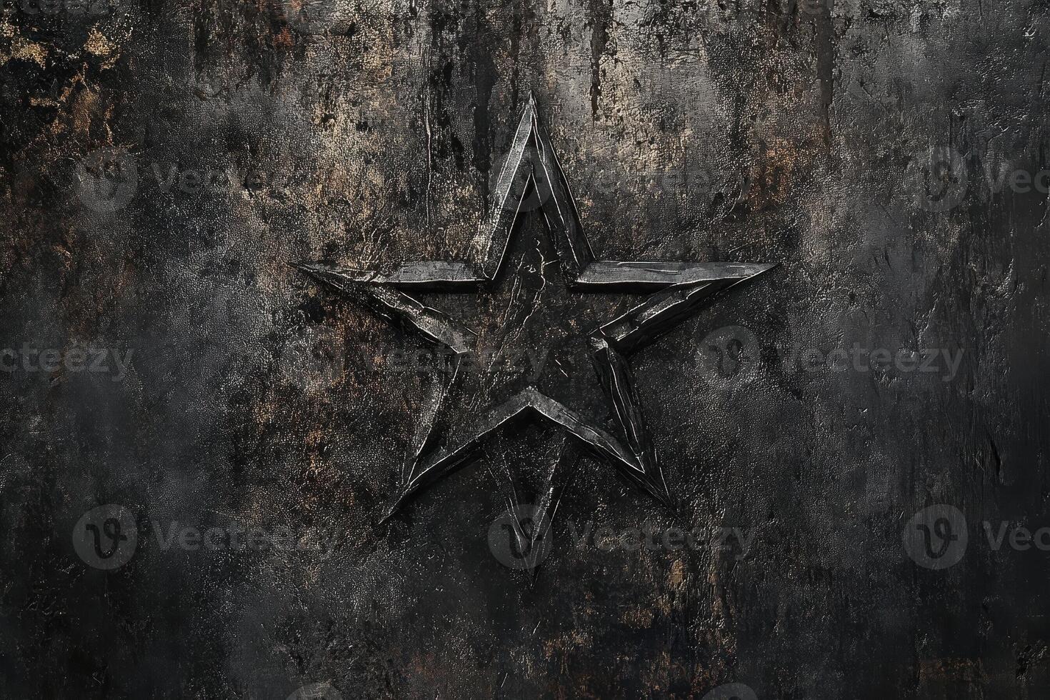 Distressed metallic five pointed star on a textured background photo