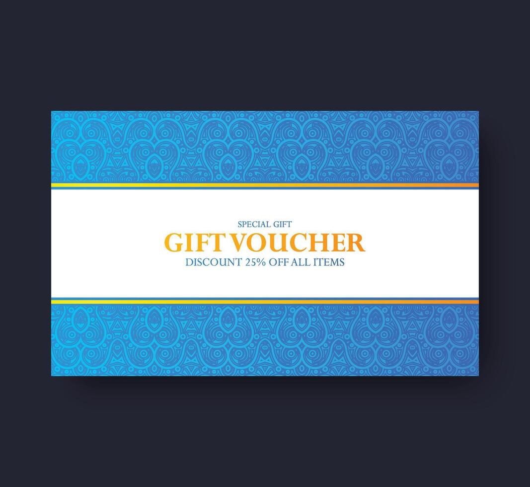 Colorful Restaurant gift voucher with pattern borderdesign template vector