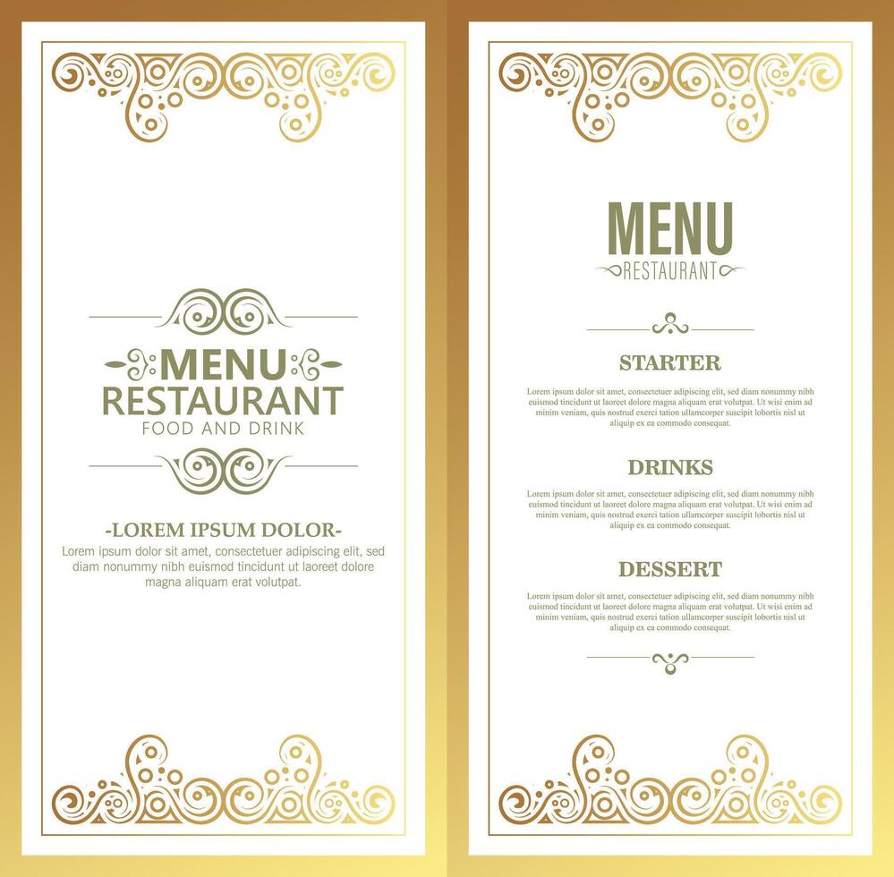 Luxury Menu restaurant with ornamental Elements design template vector