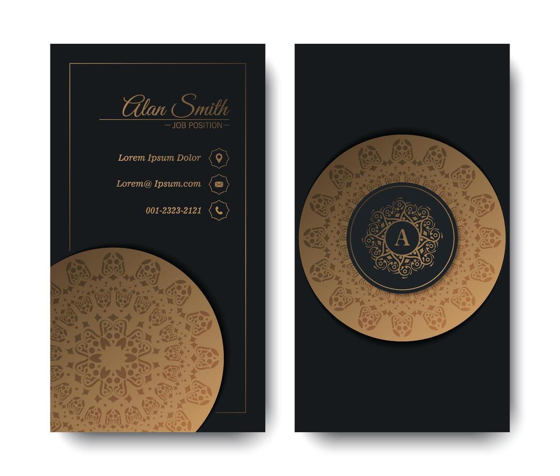 Luxury gold Mandala business card design template vector