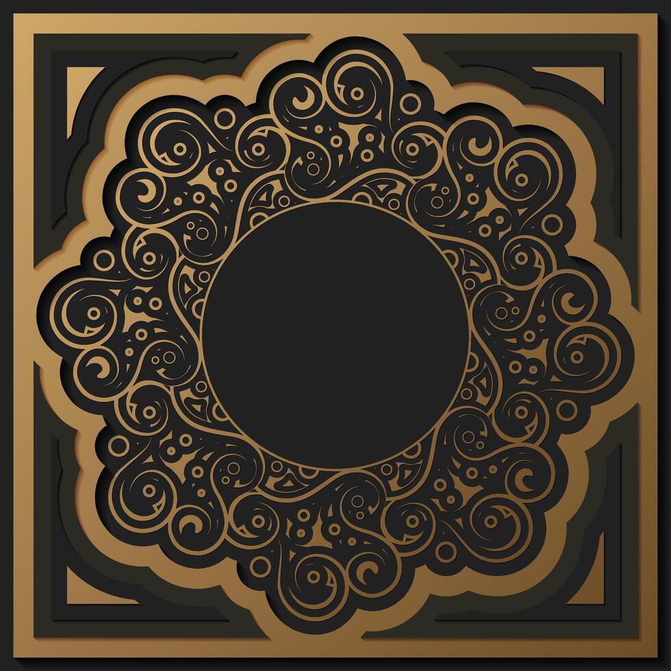 Luxury dark and gold border pattern background design template vector