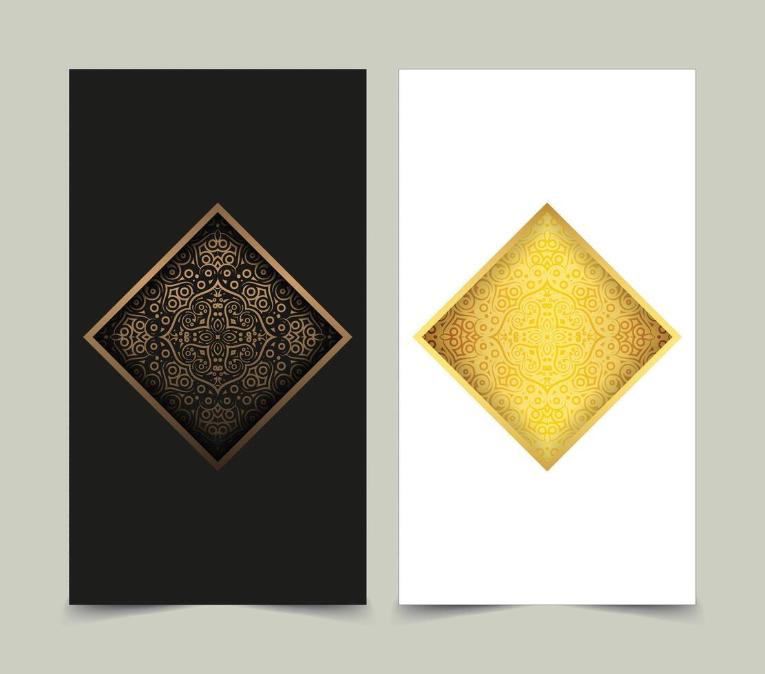 Luxury gold greeting card with border motif vector