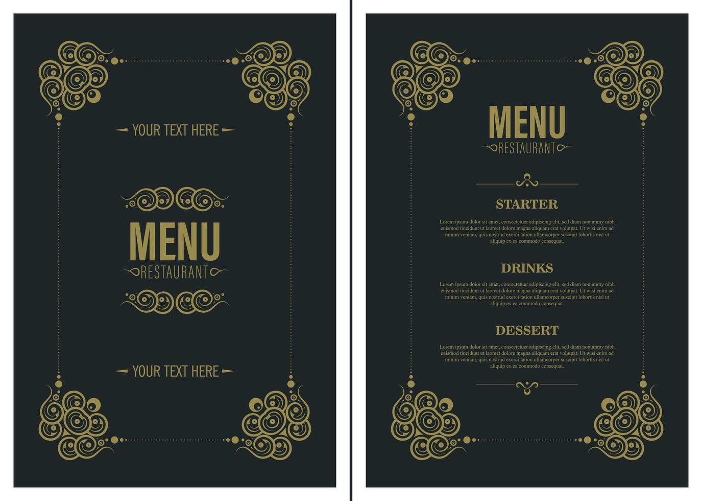 ElegantMenu Layout with ornamental Elements vector