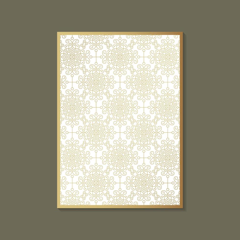 cover of elegant pattern motif in gold color design template vector