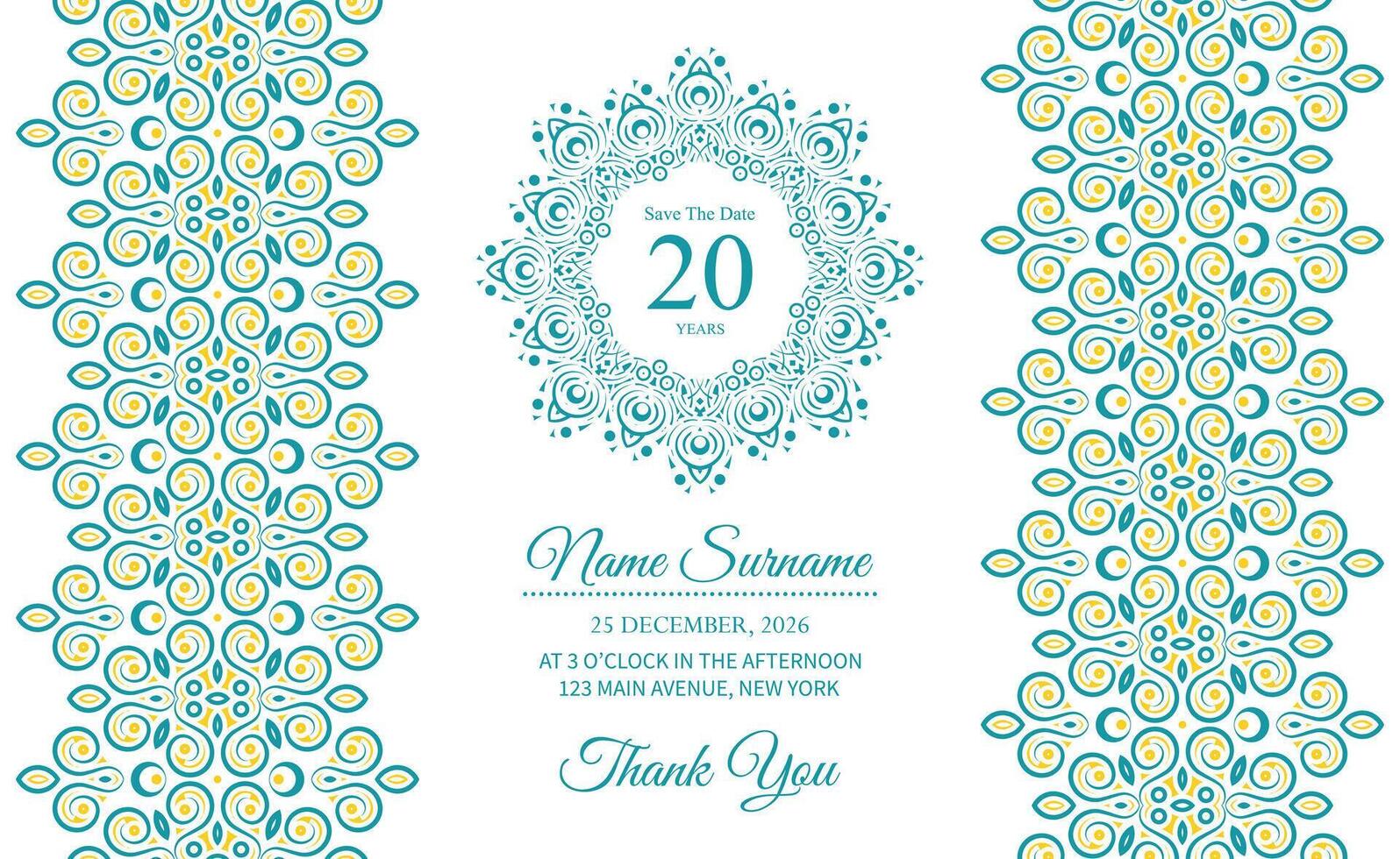 Colorful pattern pattern birthday invitation design template vector