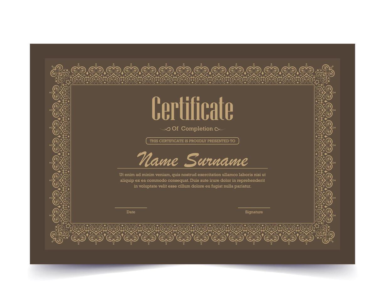 Classic certificate of achievement award design template vector