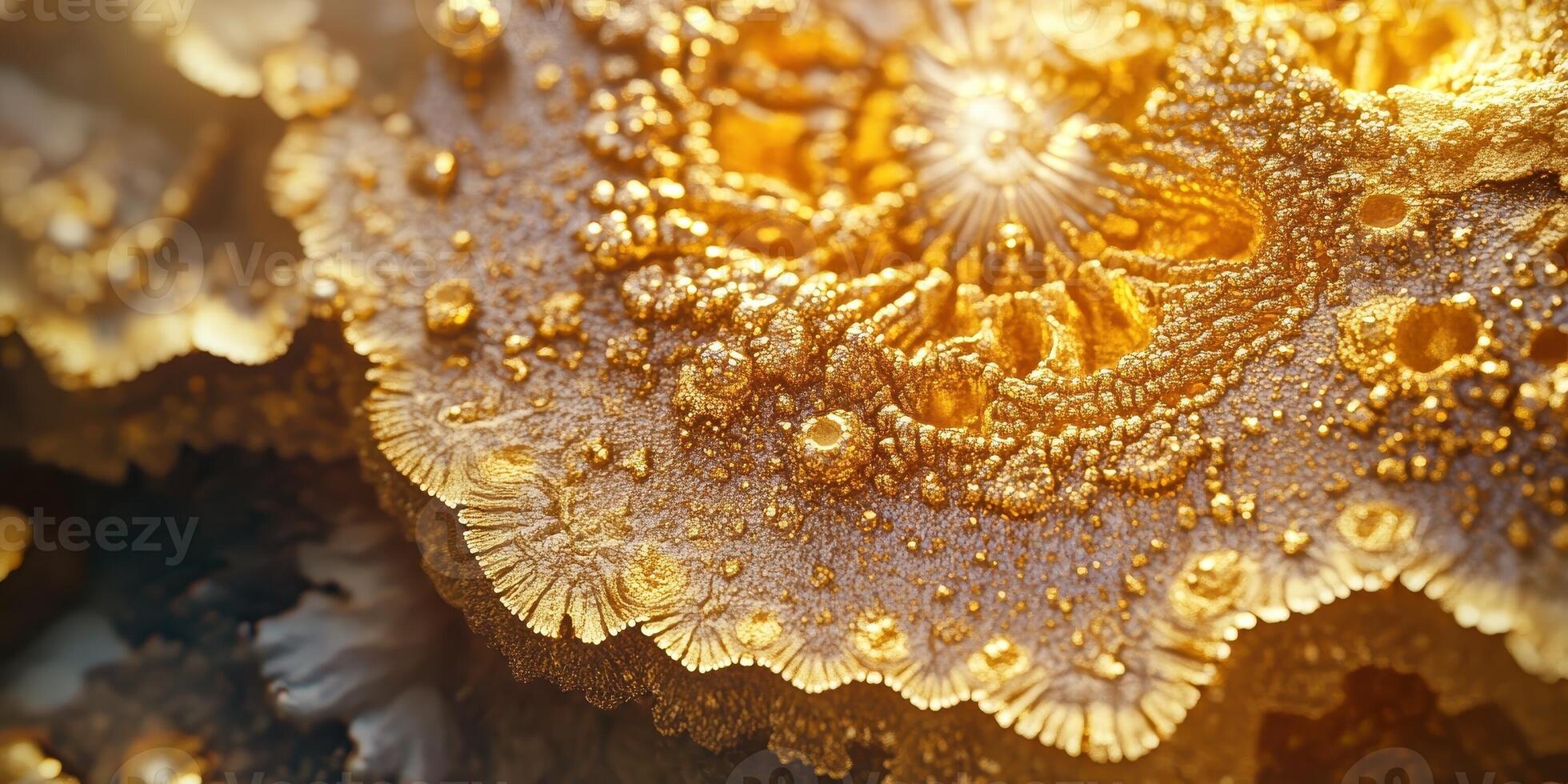 Golden fractal design displaying cellular and geological forms photo