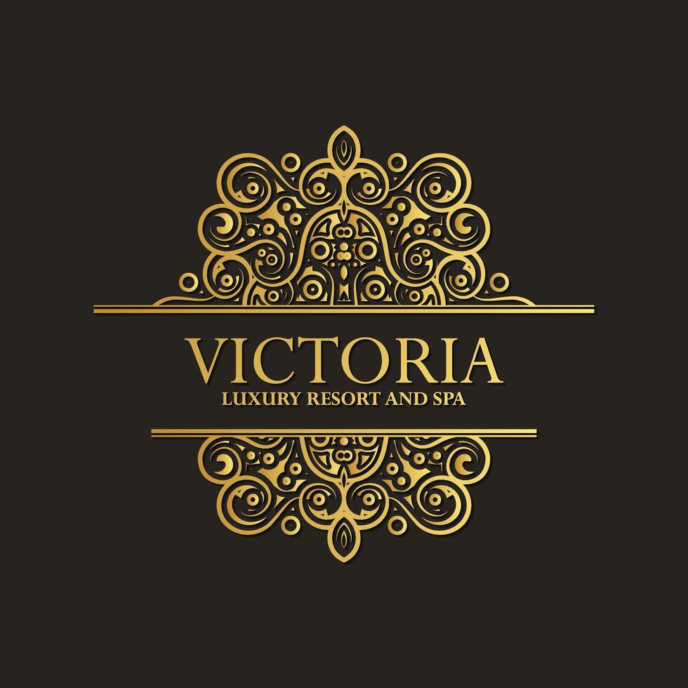 Luxury gold hotel label template. Trendy vintage royal ornament frames illustration. vector