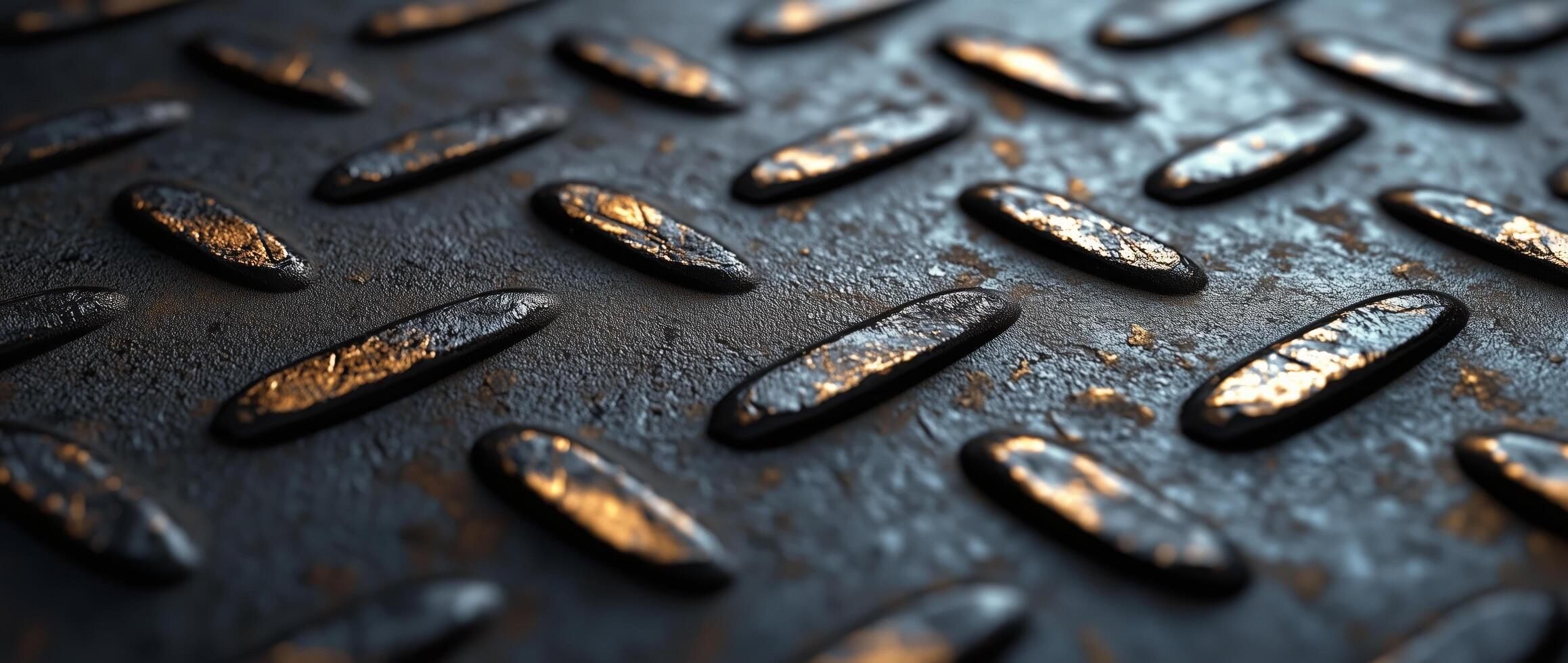 Metal surface with raised patterns reflecting light in an industrial setting photo